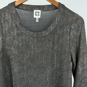 Anne Klein Womens Small Black‎ & Gold Blouse